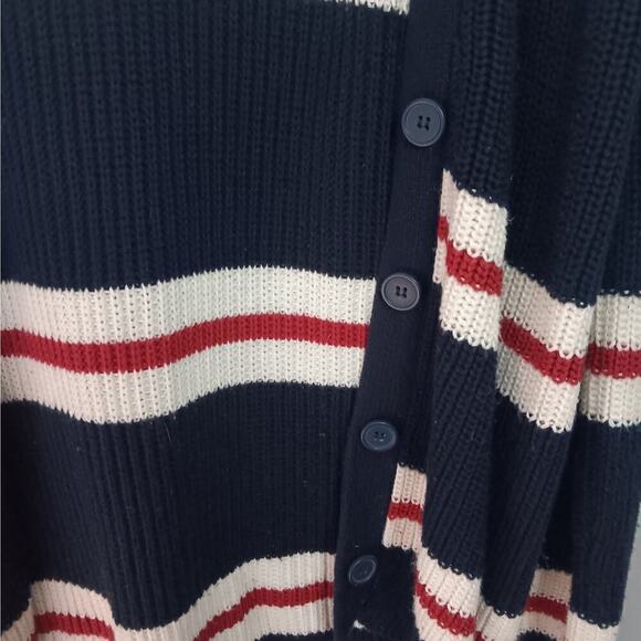 Gently Used Forever 21 Cardigan Red White Blue Striped M - Picture 3 of 5